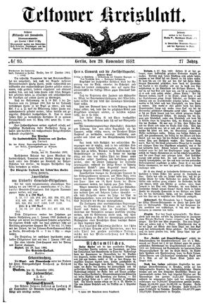 Teltower Kreisblatt vom 29.11.1882