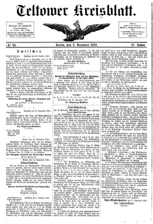 Teltower Kreisblatt vom 02.12.1882