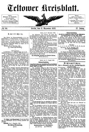 Teltower Kreisblatt vom 09.12.1882