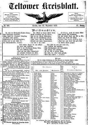 Teltower Kreisblatt vom 23.12.1882