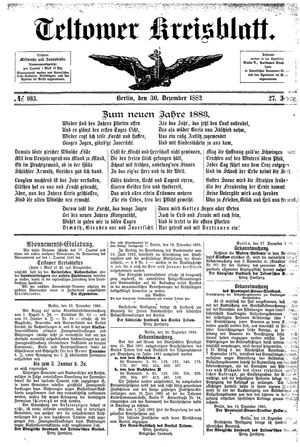 Teltower Kreisblatt on Dec 30, 1882