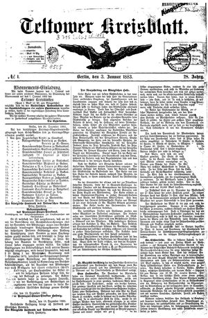 Teltower Kreisblatt vom 03.01.1883