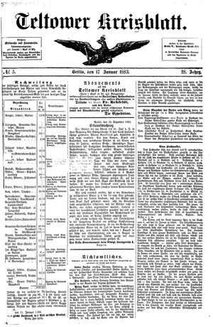 Teltower Kreisblatt on Jan 17, 1883