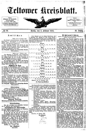 Teltower Kreisblatt on Feb 3, 1883