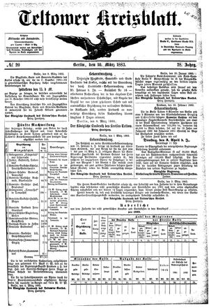 Teltower Kreisblatt on Mar 10, 1883