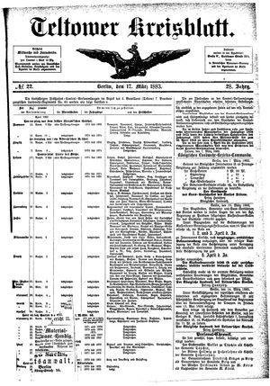 Teltower Kreisblatt on Mar 17, 1883