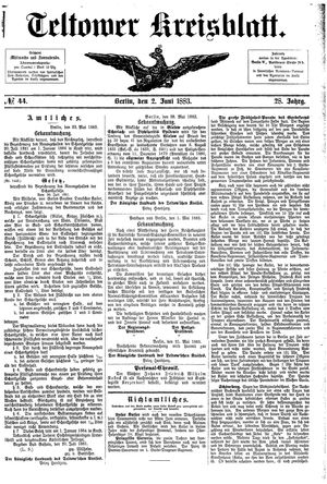 Teltower Kreisblatt on Jun 2, 1883