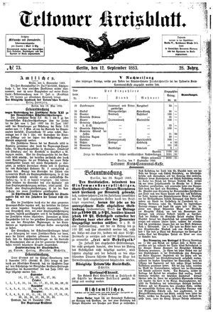 Teltower Kreisblatt on Sep 12, 1883