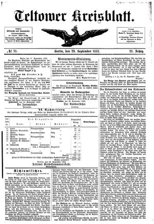 Teltower Kreisblatt vom 29.09.1883