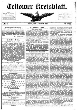 Teltower Kreisblatt on Oct 3, 1883