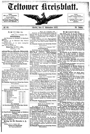 Teltower Kreisblatt on Nov 17, 1883