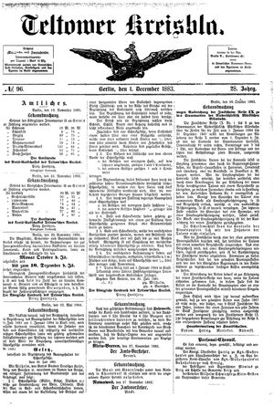 Teltower Kreisblatt vom 01.12.1883