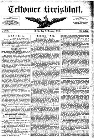 Teltower Kreisblatt on Dec 5, 1883