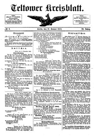 Teltower Kreisblatt vom 12.01.1884