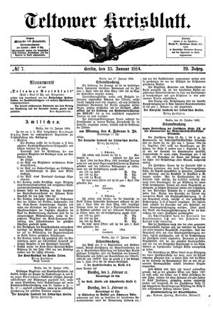 Teltower Kreisblatt vom 23.01.1884