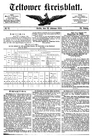 Teltower Kreisblatt vom 20.02.1884