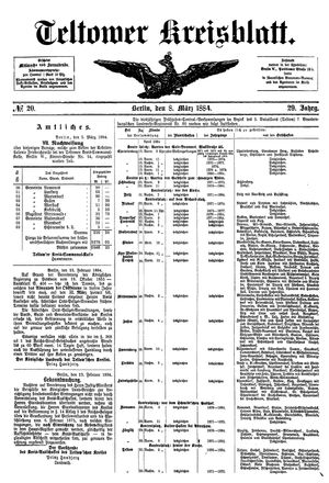 Teltower Kreisblatt vom 08.03.1884