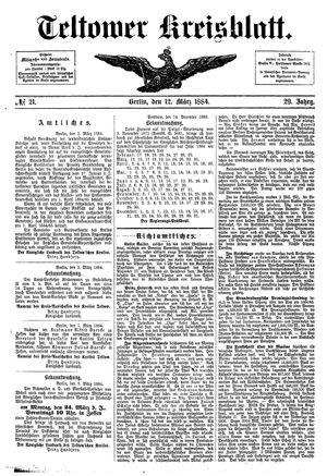Teltower Kreisblatt vom 12.03.1884