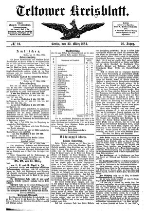 Teltower Kreisblatt vom 22.03.1884