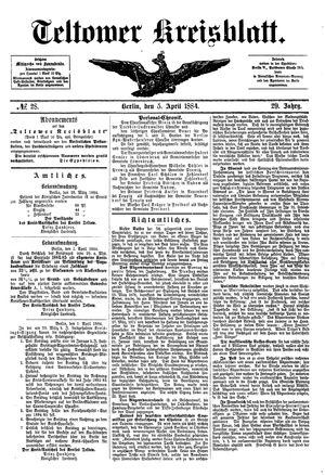 Teltower Kreisblatt vom 05.04.1884