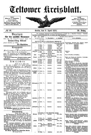 Teltower Kreisblatt vom 09.04.1884