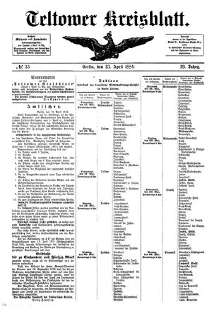 Teltower Kreisblatt on Apr 23, 1884