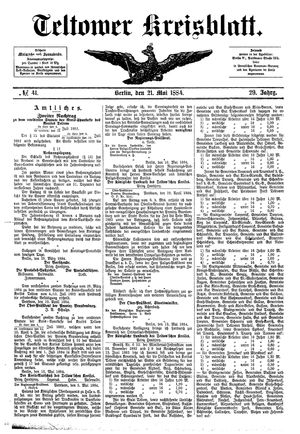 Teltower Kreisblatt on May 21, 1884