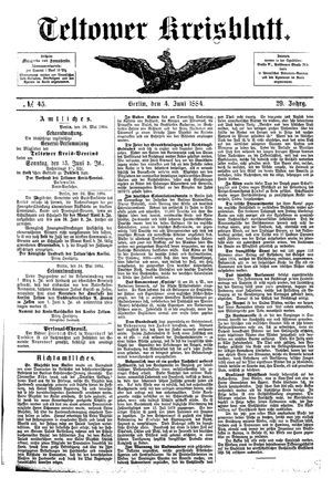 Teltower Kreisblatt vom 04.06.1884