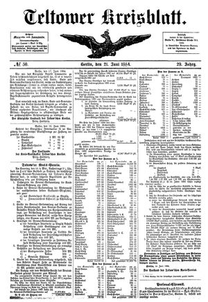 Teltower Kreisblatt vom 21.06.1884