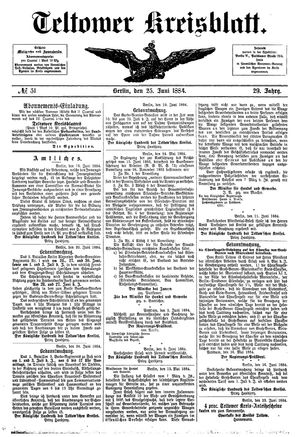 Teltower Kreisblatt vom 25.06.1884