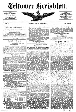 Teltower Kreisblatt vom 02.07.1884