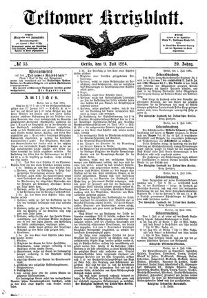 Teltower Kreisblatt vom 09.07.1884