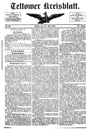 Teltower Kreisblatt vom 26.07.1884