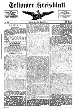 Teltower Kreisblatt vom 26.07.1884