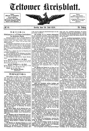 Teltower Kreisblatt on Jul 30, 1884