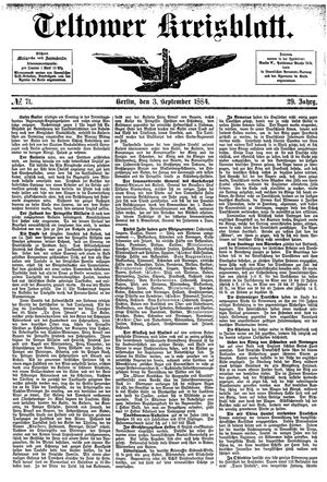 Teltower Kreisblatt vom 03.09.1884