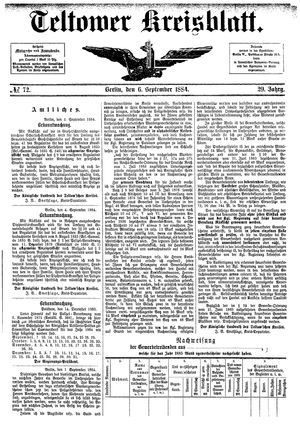 Teltower Kreisblatt vom 06.09.1884