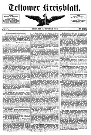 Teltower Kreisblatt vom 13.09.1884