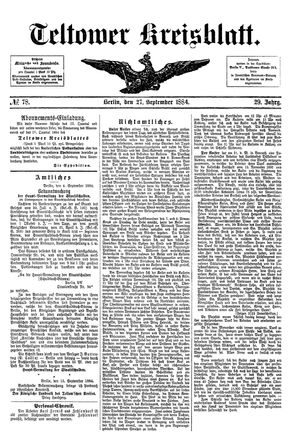Teltower Kreisblatt vom 24.09.1884