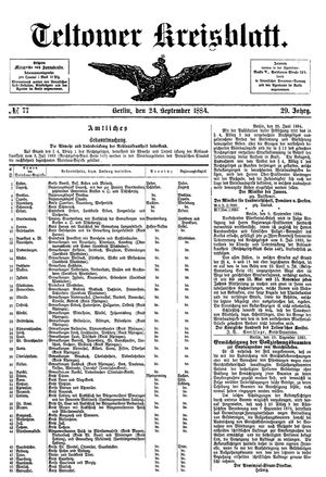 Teltower Kreisblatt vom 24.09.1884