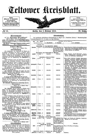 Teltower Kreisblatt vom 08.10.1884