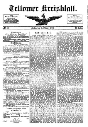 Teltower Kreisblatt vom 11.10.1884