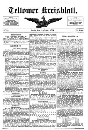 Teltower Kreisblatt vom 18.10.1884