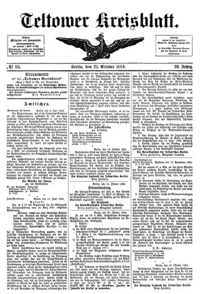 Teltower Kreisblatt vom 25.10.1884