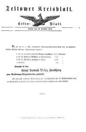 Teltower Kreisblatt vom 30.10.1884