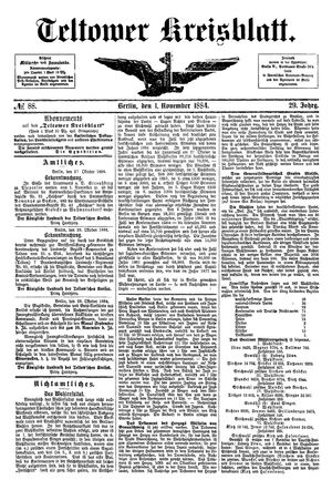 Teltower Kreisblatt vom 01.11.1884