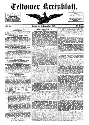 Teltower Kreisblatt vom 08.11.1884