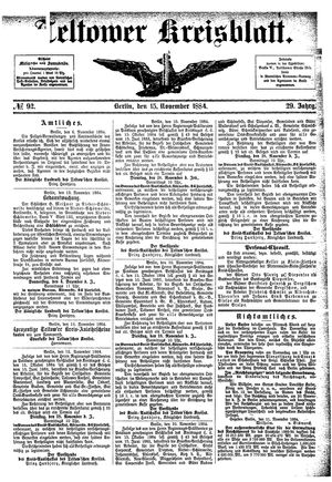 Teltower Kreisblatt vom 15.11.1884