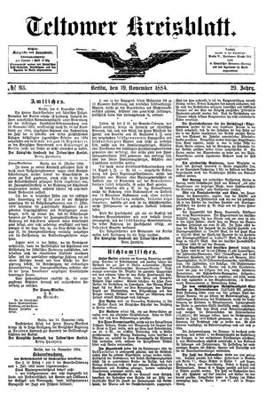 Teltower Kreisblatt vom 19.11.1884