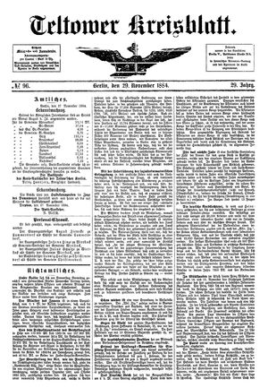 Teltower Kreisblatt vom 29.11.1884